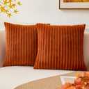 Kevin Textile Fall Pack of 2 Corduroy Soft Soild Decorative Square Throw Pillow Covers Set Cushion Cases Pillowcases for Sofa Bedroom Car 20 x 20 Inch 50 x 50 Cm Rust