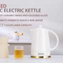 Ceramic Electric Kettle, 1.5L/1200W Boil Water Quickly and Easily with Boil-Dry Protection Auto Shut Off, Detachable Swivel Base, White Relief Carving