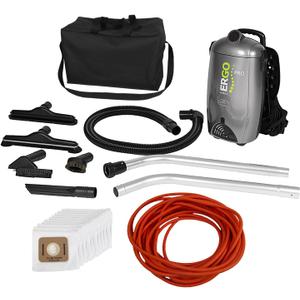 Atrix Ergo Pro Backpack Vacuum Pro Clean Kit – 8-Quart HEPA Commercial Backpack Vacuum with 1400W Motor, 106 CFM Suction, Bonus 10 HEPA Bags, Carry/Storage Bag & 50′ Extension Cord (VACBPAI-PK)