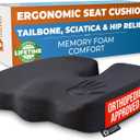 5 STARS UNITED Seat Cushion for Tailbone Pain Relief  Memory Foam Lifting Pillow for Coccyx, Hip, Hemorrhoid, Sciatica & Post-Surgery Recovery  Wheelchair, Car, Desk, Gaming & Office Chairs, Black (Standard)