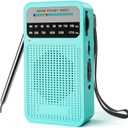 Portable Radio AM FM with Best Reception, Goodes Transistor Radio with Loud Speaker, 2AA Battery Operated, Headphone Jack for Indoor, Outdoor and Emergency Use-Green (New-Cyan)
