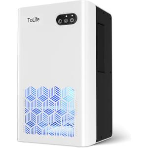 ToLife Dehumidifier for Home, 1000 sq.ft Dehumidifiers for Bedroom Bathroom Basement with 95 OZ Water Tank, Auto Shut Off 7 Colors LED Light, White