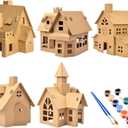 Hemoton 5sets Xmas Small House Kit for Boy Girl Decorative Biscuit House Activity Accessories Creative Handmade Toys for Christmas Fun Includes Paint Colors Brushes