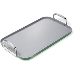 Caraway Double Burner Griddle - 19x12 Griddle Pan - Non-Stick Ceramic Coated - Non Toxic, PTFE & PFOA Free - Oven Safe & Compatible with All Stovetops - Sage