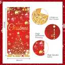 6.6X3FT Red Christmas Door Cover Xmas D-o-o-r Wraps for Front Door Merry Christmas Door Banner Xmas D-oor Cover with Golden Xmas Tree Light and Gifts for Holiday Front Porch Decorations