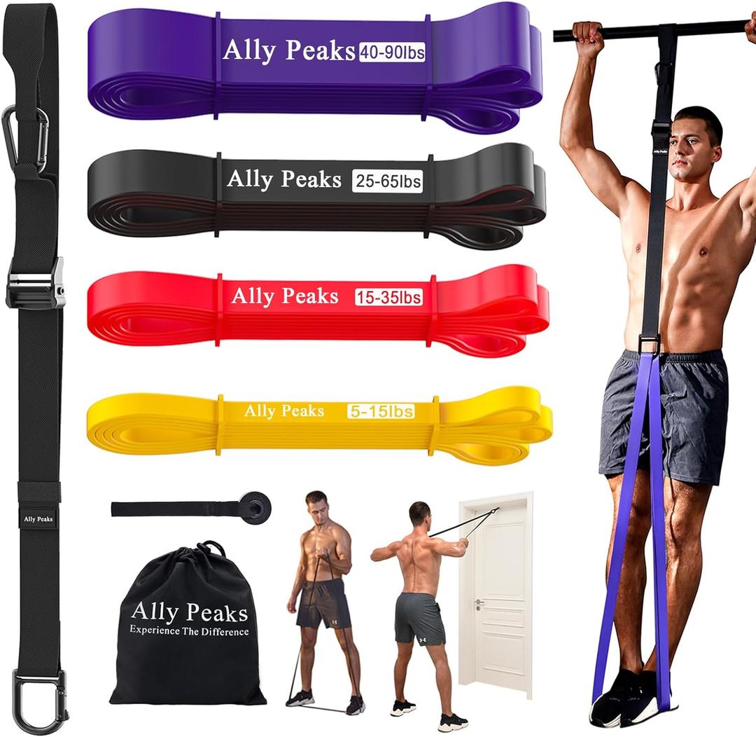 Ally Peaks Pull Up Assistance BandsHeavy Duty Resistance Band for Pull Up BarAdjustable Weight/Size with Fabric Feet/Knee Rest Pull up bands,Up to 410lbs Assistanceresistance bands and assist bands