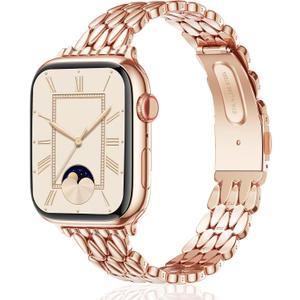 VISOOM Gold Iwatch Bands Compatible With Apple Watch Bands 38/40/41/42/44/45/46mm Women - Thin Metal Dressy Luxury Cute Designer Apple Watch Series 11 10 Se 9 8 7 6 5 4 3 2 1 Bracelet Bands for Women