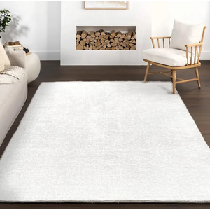 5x7 Grey and White Neutral Rug for Living Room, Indoor Ultra-Thin Washable Rug for Bedroom, Non Slip Backing