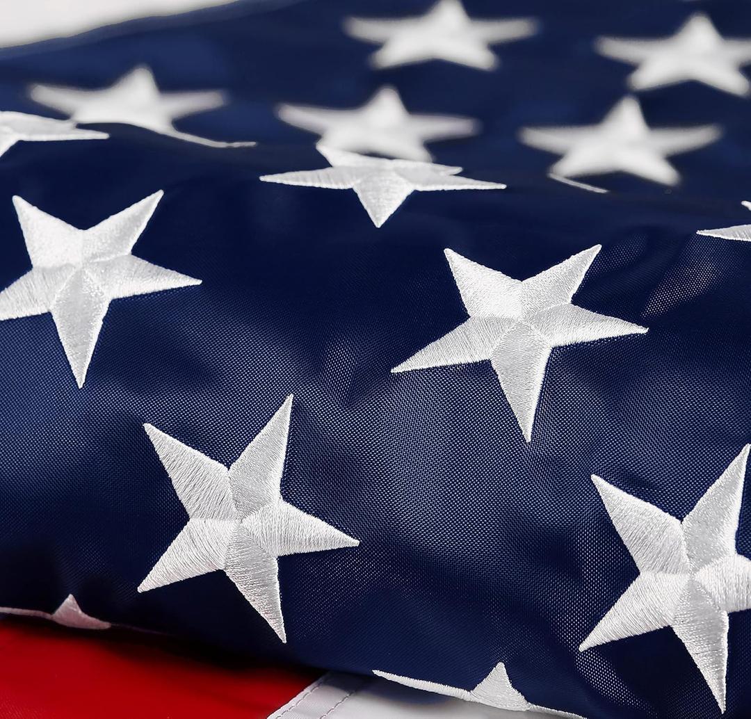 American Flag 3x5 ft: Long Lasting US Flag, Heavy Duty Nylon, Embroidered Stars, Sewn Stripes, Brass Grommets, UV Protection Perfect for Outdoors! USA Flag