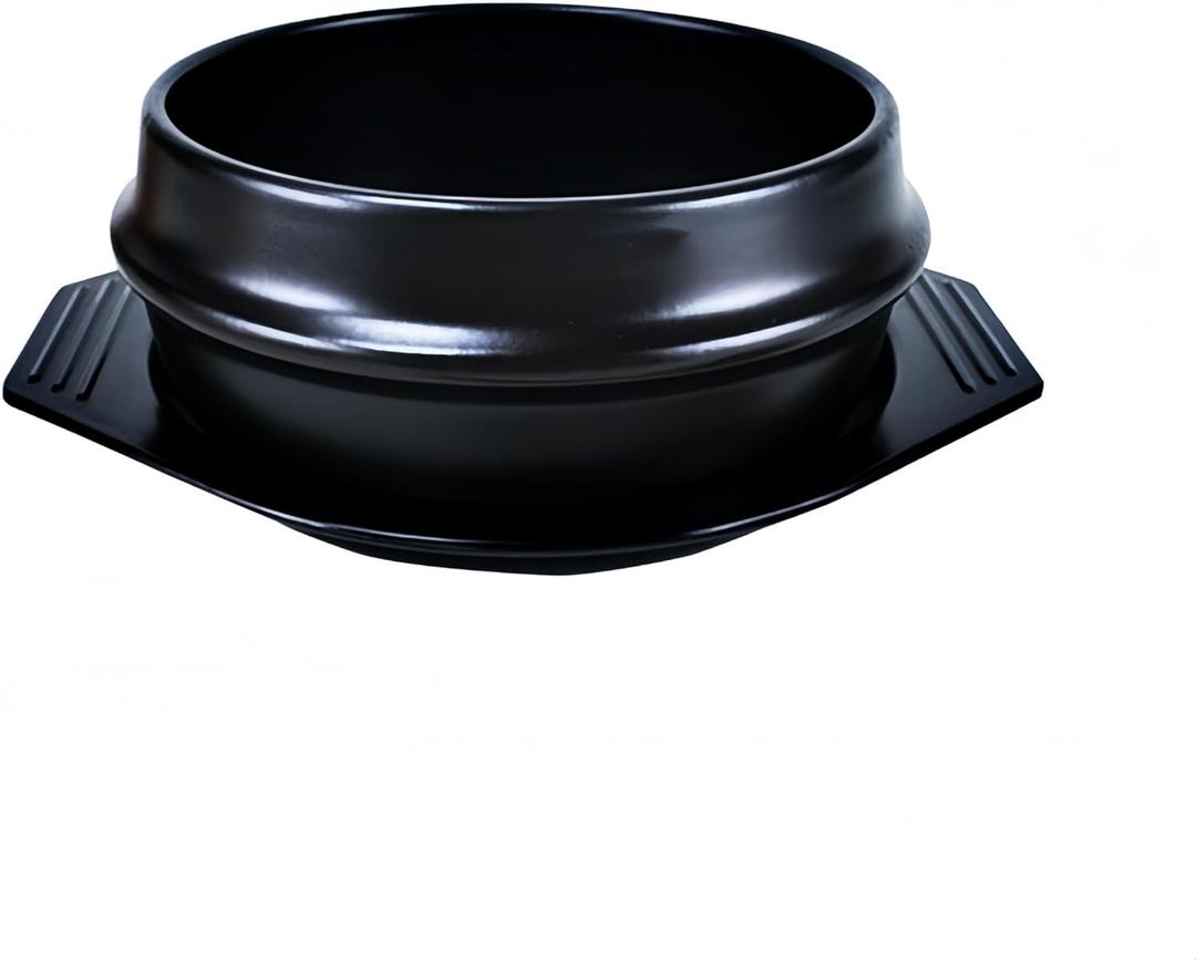 Whitenesser Korean Cooking Korean Stone Bowl, Stone Pot Sizzling Hot Pot for Bibimbap and Soup (Small, No Lid) - Premium Ceramic with Melamine Tray (27 Oz)