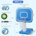 Pool Basketball Hoop, 33"x26"x50" Oversized Pool Toys with Adjustable Height Includes 4 Balls(Size 6, 2×Size 3, Glow)/ Nets/Pump for Poolside Water Basketball Game, Swimming Pool Games for Kids Adults