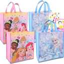 Disney Princess Tote Bag Set ~ Bundle of 5 Pc with 4 Reusable Grocery Bags, Disney Princess Stickers, and More | Princess Party Supplies and Favors