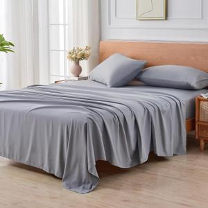 Microfiber Sheet Set Full Size, Brushed Microfiber Bed Sheets- Super Soft, Easy to Care for, Breathable, Cooling, Deep Pocket Fitted Sheet, Flat Sheet, and 2 Pillowcases(Silver Gray,Full)