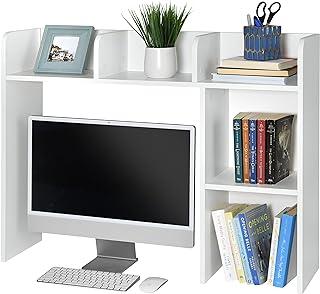 GlossyEnd Sturdy and Elegant Wood Dorm Desk Bookshelf Organizer, Office Desk Bookshelf Holder, Desktop Bookshelf Storage, Desk Book Organizer, Collage Dorm Desk Bookshelf, White