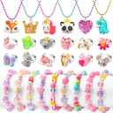 Toddler Girls Jewelry for 3 Year Old, Kids Play Jewelry Set for Little Girl Age 4-6, Children Dress Up Necklaces Childs Rings Bracelets for Toddlers Princess Ages 3+ 3-5 4 5 6 7 Years