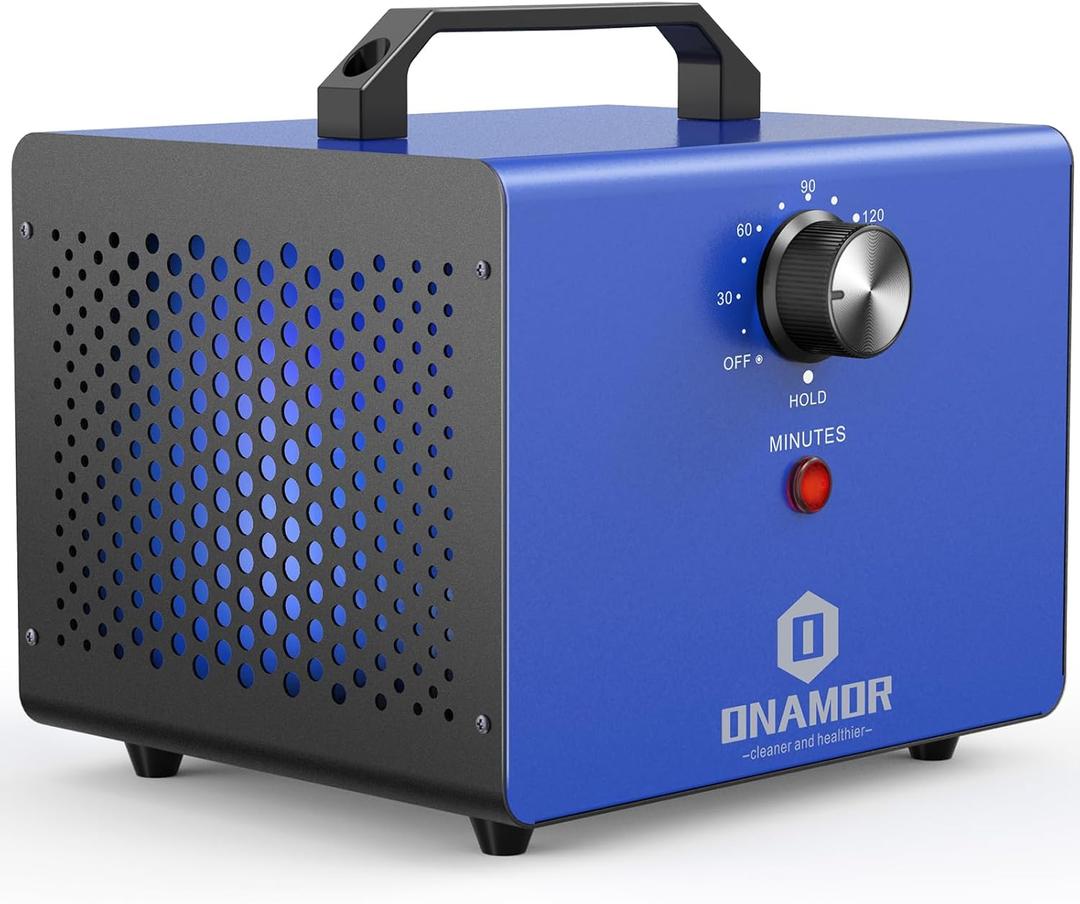 ONAMOR Ozone Generator 80000mg, Ozone Machine Odor Removal, Ozone Ionizer Deodorizer, High Efficiency Ozone Odor Eliminator for Home, Car, Smoke, Basement and Pet Room, Blue
