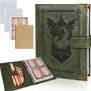 Byhoo DND Spell Cards 5e Leather Spellbook for Dungeons & Dragons notebook with 30 Sleeves for Spell Cards Writable Pages and Magnetic Closure A Must-Have for RPG & Board Games for Every Adventurer (Green)