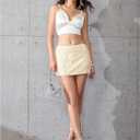 MakeMeChic Women's Sparkly Sequin Mini Skirt Y2k Low Rise Glitter Rave Micro Skirt with Shorts Underneath (Gold, S)