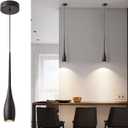 Black Pendant Light for Kitchen Island, LED Dimmable Pendant Light fixtures, Small Modern Industrial Hanging Pendant Light for Over Sink, Bar, Dining Room, Bedside1-Pack