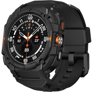 Suoman for Samsung Galaxy Watch 7/8 Ultra 47mm (2024/2025) Case with Band, [No Tempered Glass] Rugged+ All-Round TPE Matte Protective Cover Bumper (Black)