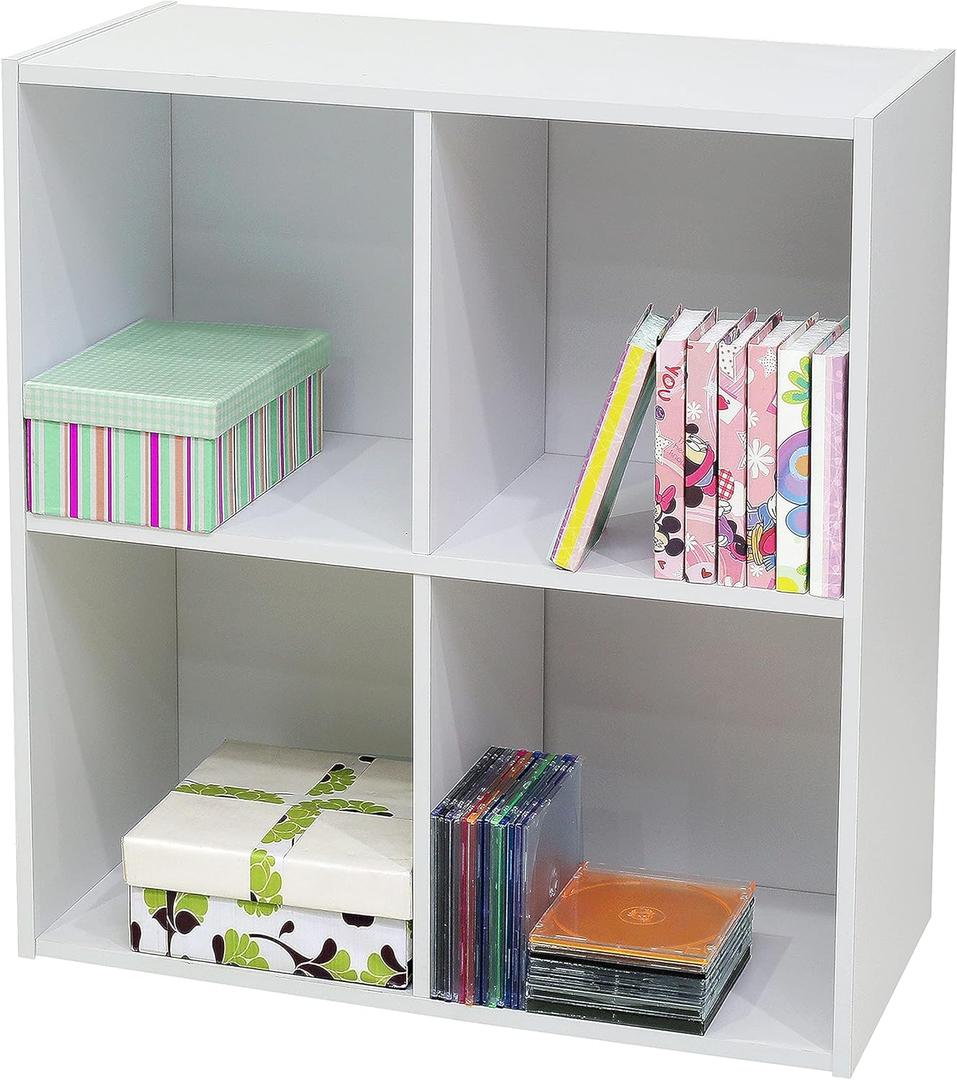 KB Designs - 4-Cube Bookcase, Unit Shelf, Storage Organizer, White