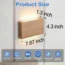 Wood Wall Sconce Indoor Wall Lights Hardwired 1 Pack Up and Down Wall Mount Light for Living Room Bedroom Hallway Corridor Conservatory Cool White 3000K(with led 4000K and 6000k)