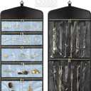 CHICECO Travel Jewelry Holder Organizer,Hanging Jewelry Organizer Storage with Zippered Pockets for Cloest,Jewelry Holder for Earrings, Necklaces (Blue Black)