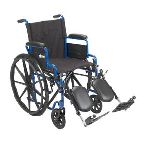Drive Medical Blue Streak Lightweight Foldable Wheelchair - Enhanced Mobility Support - Durable Construction - Padded Comfort - Swing-Away Leg Rests - Desk Arms - Blue/Black - 18 Inch Seat