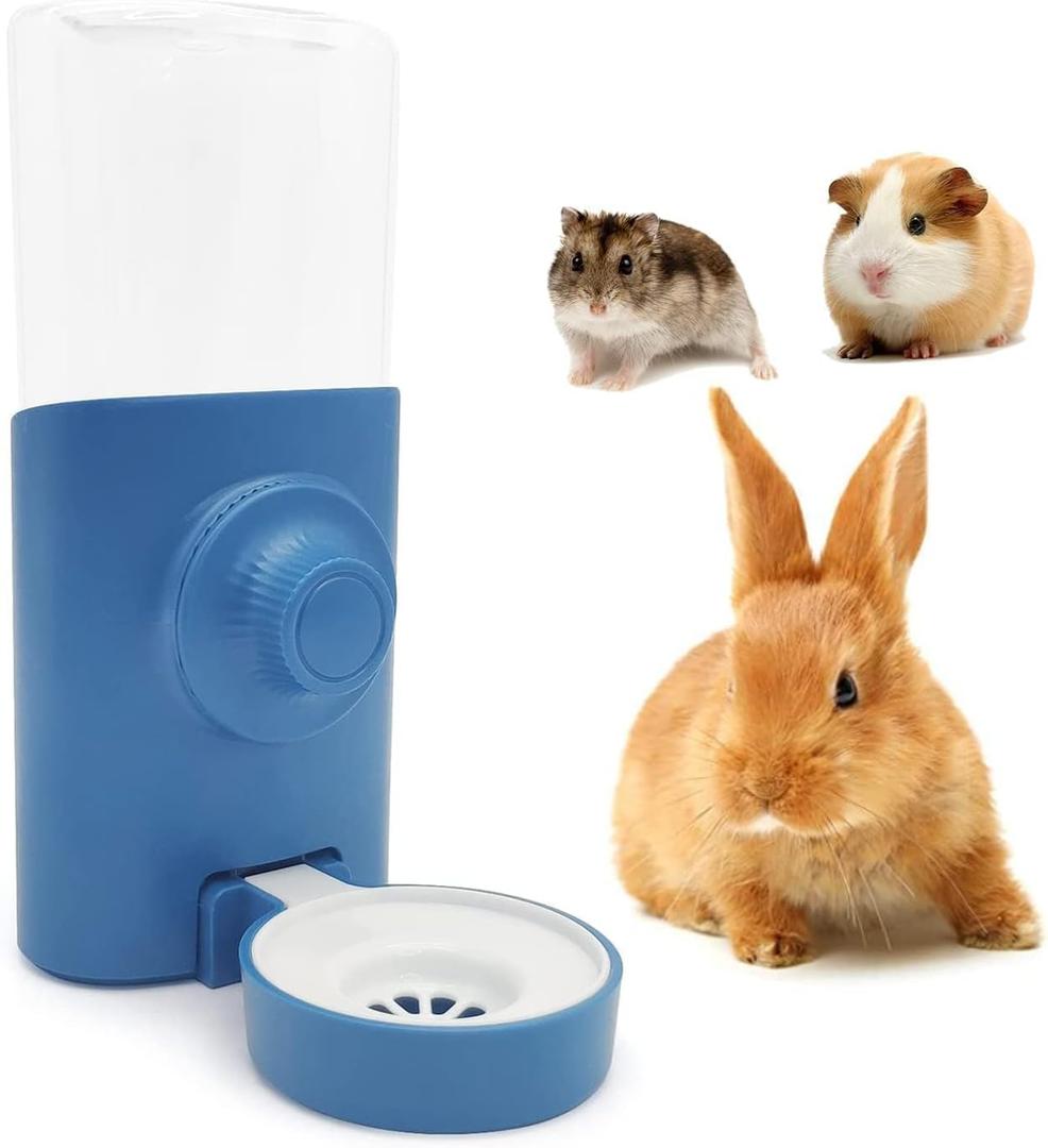 Rabbit Water Bottle, 600ml/21oz Hanging Water Dispenser Feeder Cage Crate Hutch Bunny Puppy Cat Chinchilla Ferret Guinea Pigs Squirrel Hedgehog (Blue)
