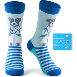 Novelty Dog Doctor Socks for Women/Men,Appreciation Gifts for Nurses Doctors Vet Tech medical Assistant Student