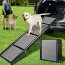 VIVOHOME Dog Ramp for Car, 67" x 20" Wider Pet Stair Ramp for Dogs with Anti-Slip Texture Soft Surface for Medium or Large Dogs Get Into a Car, SUV & Truck, Portable Folding Dog Ramp Up to 200 LBS