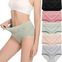 HAVVIS Women's Briefs Underwear Cotton High Waist Tummy Control Panties Rose Jacquard Ladies Panty Multipack, 2XL, Pack Of 5