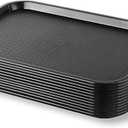 Rectangle Plastic Serving Trays– Cafeteria/Fast Food Tray, for Restaurant, School Lunch, Coffee Shop & Home Use – Durable, Dishwasher Safe, Stackable, BPA-Free, 12” x 16”Set of 12 Black