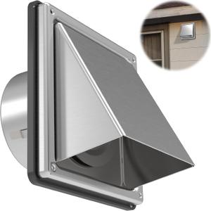 ForoGore 6'' Metal Dryer Vent Cover Outdoor Wall with Rubber Cushioned Non Return Flap, 6 Inch External Extractor Wall Vent, Stainless Steel Outside Dryer Vent Covers for House (6-inch 15cm-1 Pack)