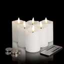 Eywamage White Flameless Votive Candles with Remote Batteries, 2x3 inch Flickering Small LED Wax Pillar Candles 6 Pack