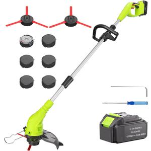 Aokia String Trimmer: Cordless Weed Wacker with 40V 2.0Ah Battery - Lightweight Electric Lawn Edger - 2 in 1 Trimmer & Edger Lawn Tool Grass Cutter with 2 Plastic Blades for Garden, Yard
