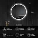 Sweetcrispy 28 Inch Round LED Bathroom Mirror with Lights, Circle Vanity Mirror with Anti-Fog, Dimmable, 3-Color Light, Memory Function, Tempered Glass