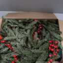 6.5FT Christmas Garland with Lights,Prelit Christmas Decorations,Lighted Garland with Battery Operated,Denser Realistic Pine Needles Greenery Home Decor for Mantle Fireplace Table Indoor Outdoor