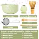 2 x Matcha Whisk Set, Sakura Green Ceramic Matcha Set Includes Matcha Bowl, Matcha Whisk (Chasen) and Holder, Sifter, Bamboo Scoop & Spoon - 6 Pcs Matcha Kit for Matcha Lovers