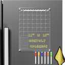 Acrylic Magnetic Dry Erase Calendar for Fridge Clear 37 * 27cm Vertical Monthly Whiteboard Planner Erasable Planning Board White 15" x 11" in / 6 Color Wet Erase Marker