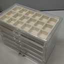 Acrylic Jewelry Organizer Makeup Cosmetic Storage Organizer box Clear Jewelry Case with 3 Drawers Adjustable Jewelry Box Velvet Trays grid size