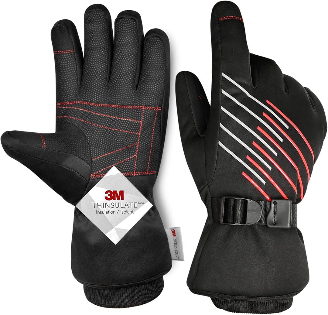 MOREOK Winter Gloves for Men/Women -10F 3M Thinsulate Warm Touch Screen Snow Ski Bicycle Bike Gloves for Driving/Cycling/Running/Hiking