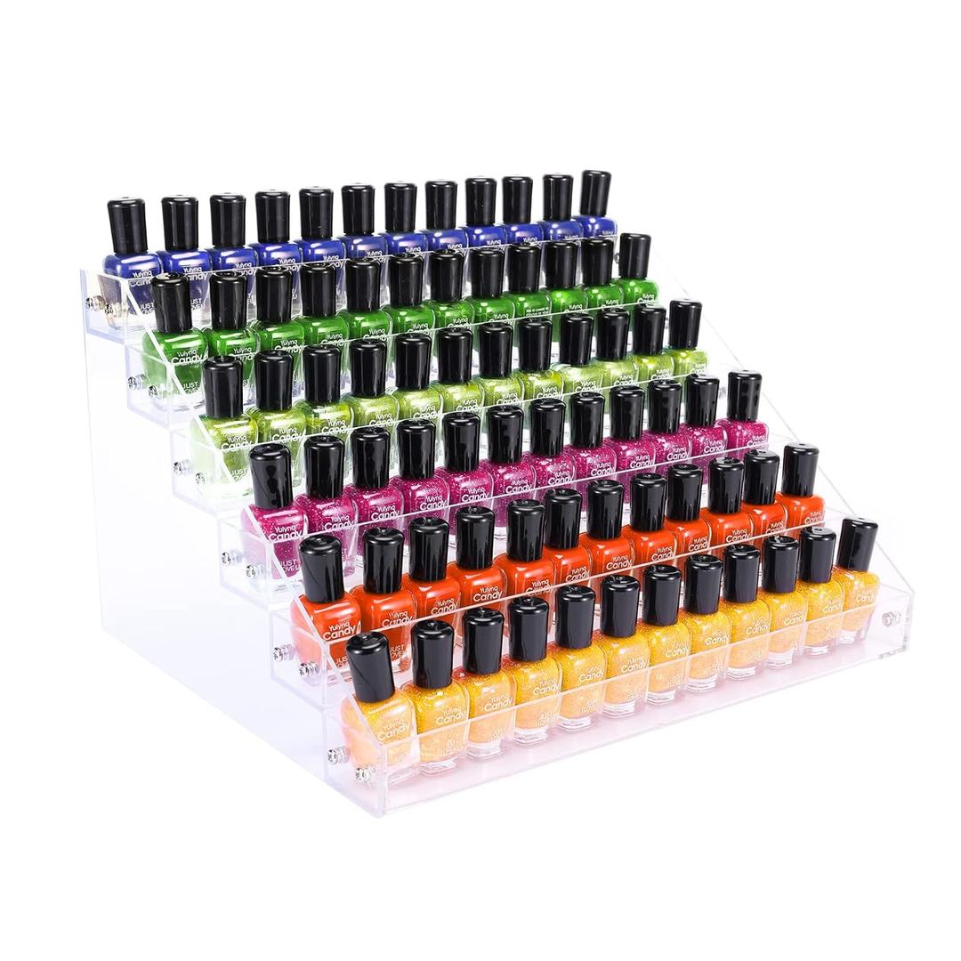 Acrylic Nail Polish Organizer Rack, 6 Tier Holder Stand, Paint Rack Gel Nail Polish Shelf Display, Sunglass Organizer, Essential Oils Storage Shelf, Holds Up to 72 Bottles