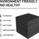 Focusound 52 Pack Black GreyAcoustic Foam Panels 1" x 12" x 12" Sound Proof Foam Panles Soundproofing Noise Cancelling Wedge Panels for Home Office Recoding Studio with 300PCS Double-Side Adhesive