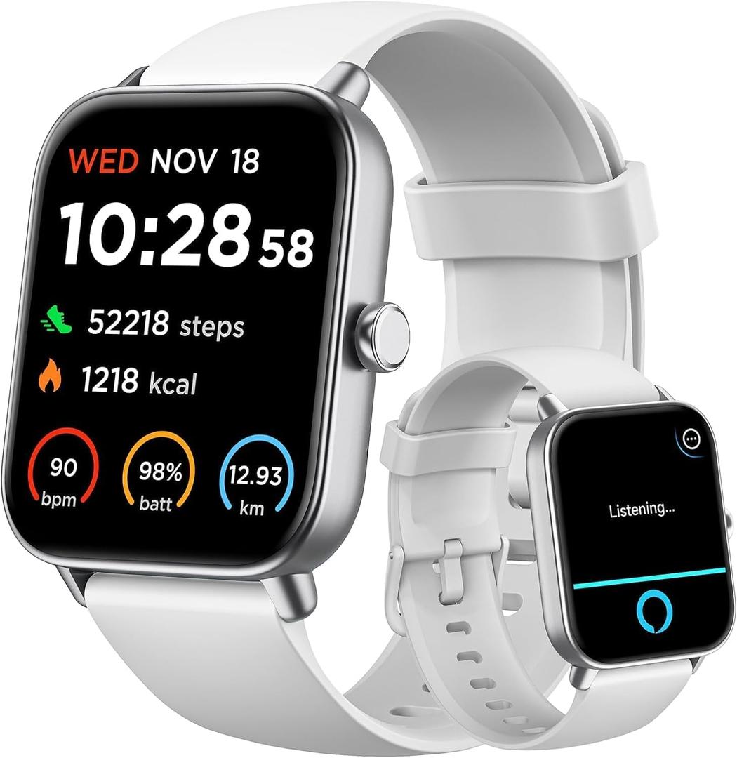 Gydom Smart Watches for Women Men [Alexa Built-in, 1.8"] Smartwatch with Heart Rate/SpO2/Sleep/Stress, 101+ Sports Modes, IP68 Waterproof, Pedometer Fitness Tracker for iOS Android Phones, White