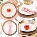 Set of 16 Round Woven Rattan Placemats, 12 Inch Boho Farmhouse Table Mats Natural Cattail Charger Plates for Dining Table Decor Heat-Resistant Braided Place Mats