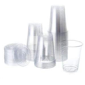 FULING Clear Plastic Cups Disposable Cups for Iced Drinks Coffee Tea Smoothie Bubble Boba [100 Pick -16 oz.]