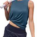 Womens Workout Tank Tops Lightweight Sleeveless Shirts for Women Loose Fit Tops for Athletic Running Tennis Yoga (Blue, XXL)