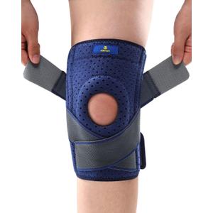 ABYON Knee Brace for Men & Women Meniscus Tear, Plus Size Knee Support with Dual Side Stabilizers & Crossed Compression Straps for Knee Pain Relief, ACL, Arthritis and Post-Surgery Recovery - Please Check How To Size Video (4X-Large/5X-Large (Pack of 1), Blue)
