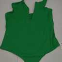 REORIA Butsmooth Women's Trendy Sexy Criss Cross Halter Neck Sleeveless Thong Bodysuits Tops Clubwear (Large, Green)